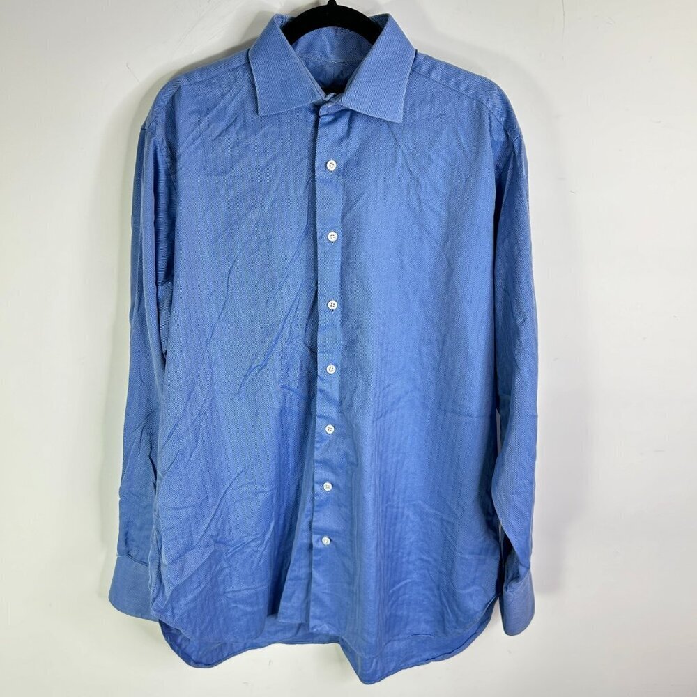 Robert Talbott Men's Blue Button Down Dress Shirt Size 16.5 - 36